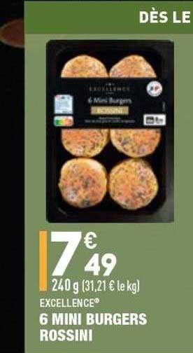 6 mini burgers rossini excellence