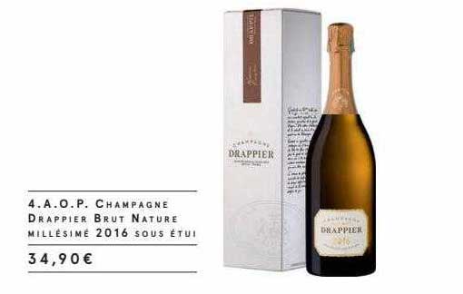 a.o.p. champagne drappier brut nature millésimé 2016 sous étui