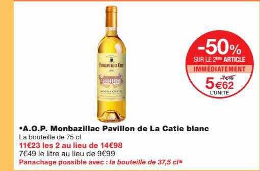 a.o.p. monbazillac pavillon de la catie blanc