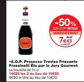 a.o.p. prosecco treviso frizzante frassinelli élu par le jury gourmet