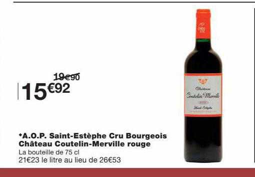 a.o.p. saint-estèphe cru bourgeois château coutelin-merville rouge