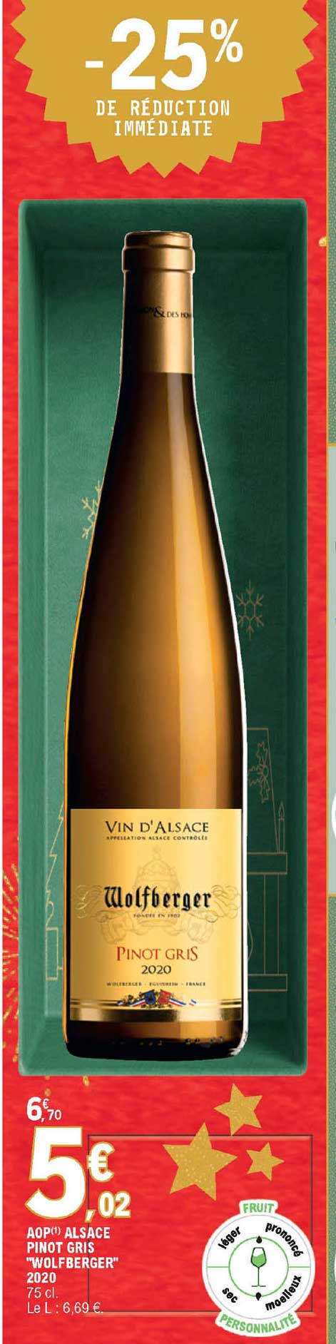 aop alsace pinot gris "wolfberger" 2020