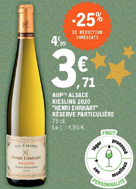 aop alsace riesling 2020 "henri ehrhart" réserve particulière