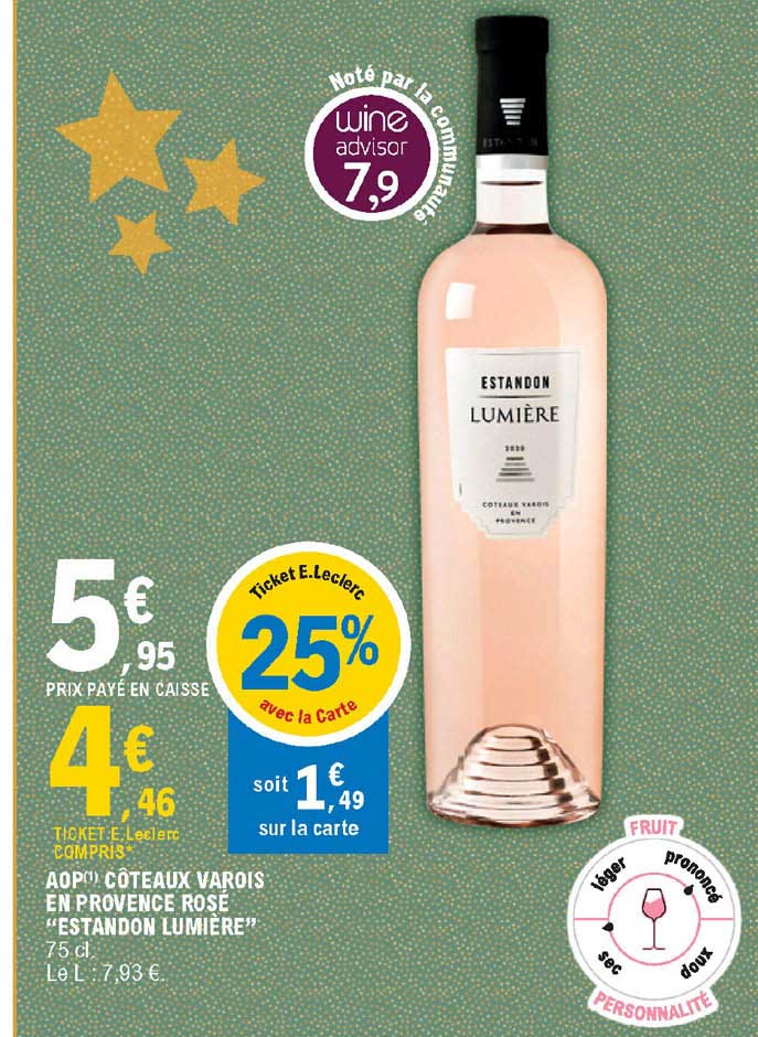 Aop Côteaux Varois En Provence Rosé "estandon Lumière"