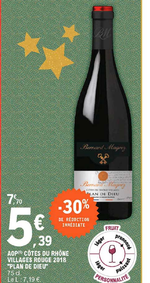 aop côtes du rhône villages rouge 2018 "plan de dieu"