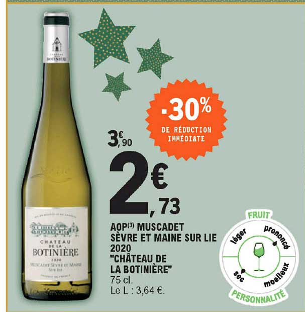 aop muscadet sèvre et maine sur lie 2020 "château de la botinière"