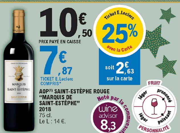 aop saint-estèphe rouge "marquis de saint-estèphe" 2018