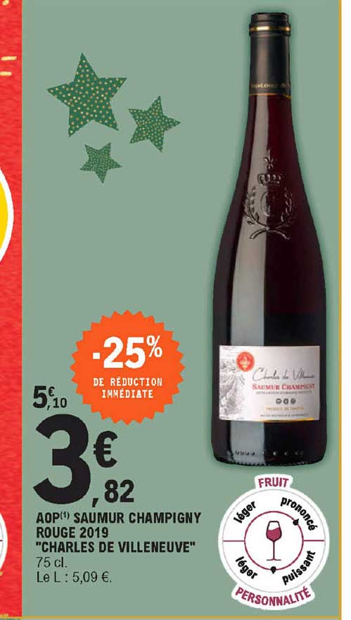 aop saumur champigny rouge 2019 "charles de villeneuve"