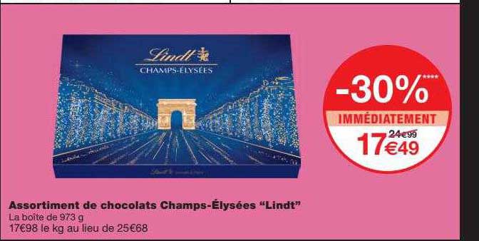 assortiment de chocolats champs-élysées "lindt"