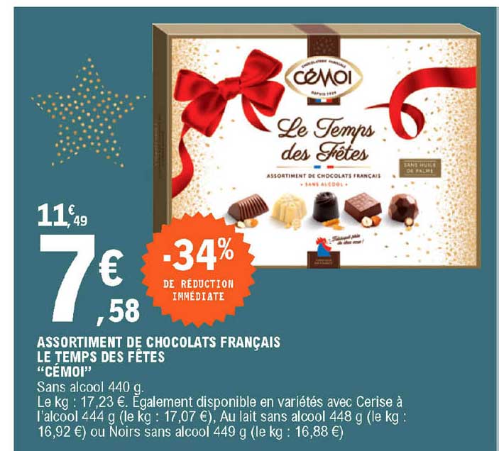 Assortiment De Chocolats Français Le Temps Des Fêtes "cémoi"