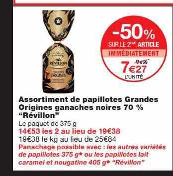 assortiment de papillotes grandes origines ganaches noires 70% "révillon"