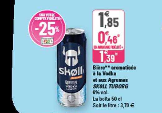 bière aromatisée à la vodka et aux agrumes skoll tuborg
