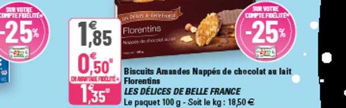 biscuits amandes nappés de chocolat au lait florentins les délices de belle france