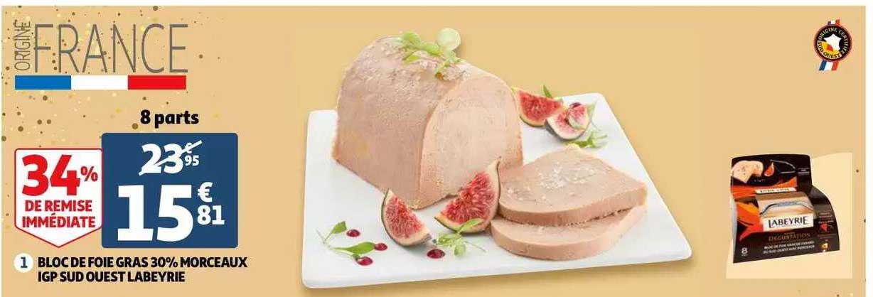 bloc de foie gras 30% morceaux igp sud ouest labeyrie