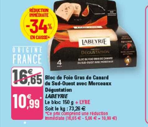 bloc de foie gras de canard du sud-ouest avec morceaux dégustation labeyrie