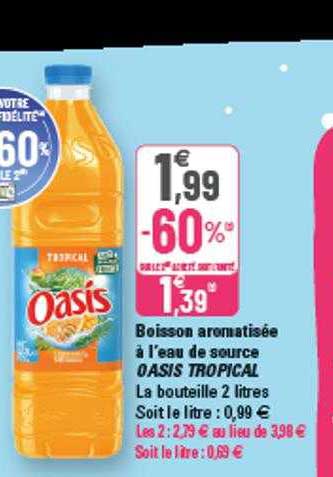 boisson aromatisée à l'eau de source oasis tropical