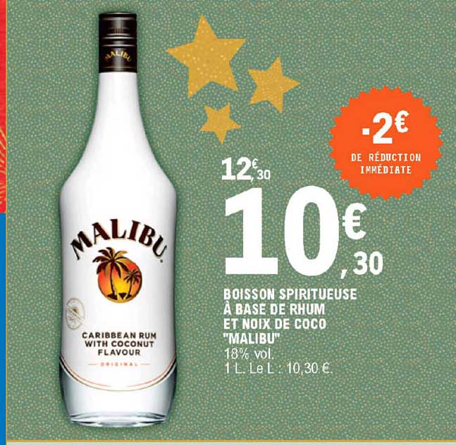 boisson spiritueuse à base de rhum et noix de coco "malibu"