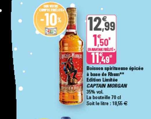 boisson spiritueuse épicée à base de rhum édition limitée captain morgan