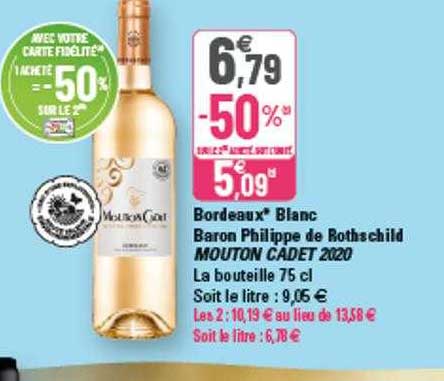 bordeaux blanc baron philippe de rothschild mouton cadet 2020