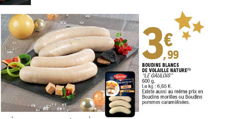 Boudins Blancs De Volaille Nature "le Gaulois"
