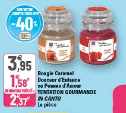 bougie caramel douceur d'enfance ou pomme d'amour tentation gourmande in canto