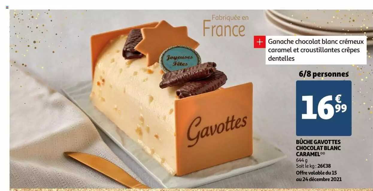 Bûche Gavottes Chocolat Blanc Caramel