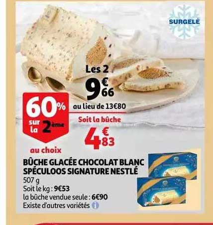 Bûche Glacée Chocolat Blanc Spéculoos Signature Nestlé