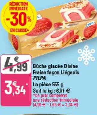 bûche glacée divine fraise façon liégeois pilpa