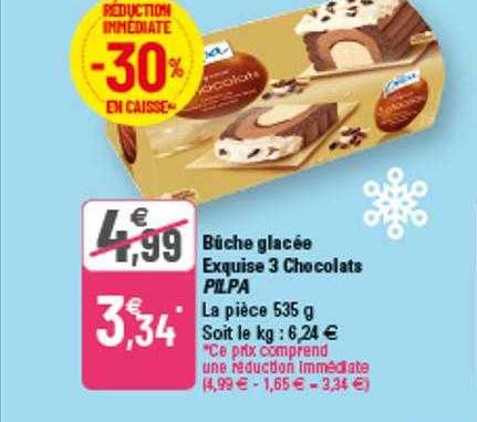 bûche glacée exquise 3 chocolats pilpa