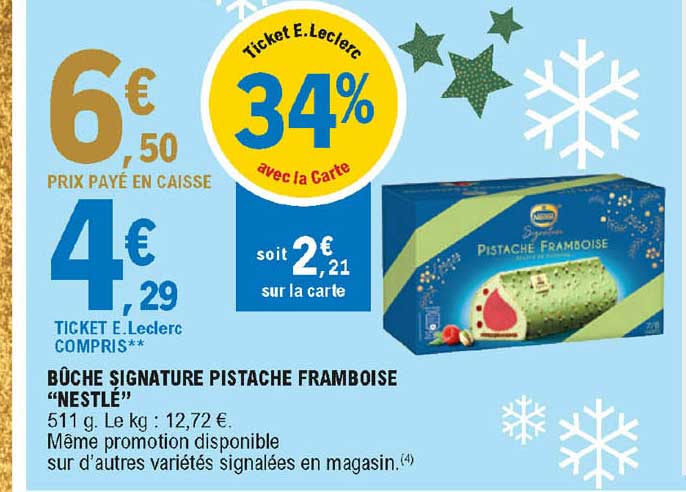 Bûche Signature Pistache Framboise "nestlé"