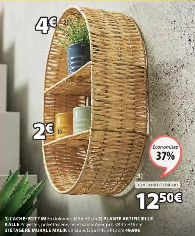 cache-pot tim, plante artificielle kalle, étagère murale malik