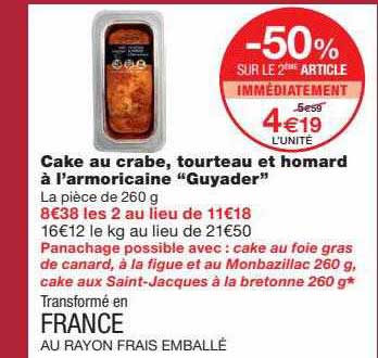 cake au crabe, tourteau et homard à l'armoricaine "guyader"