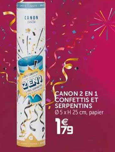 canon 2 en 1 confettis et serpentins