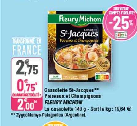 cassolette st-jacques poireaux et champignons fleury michon