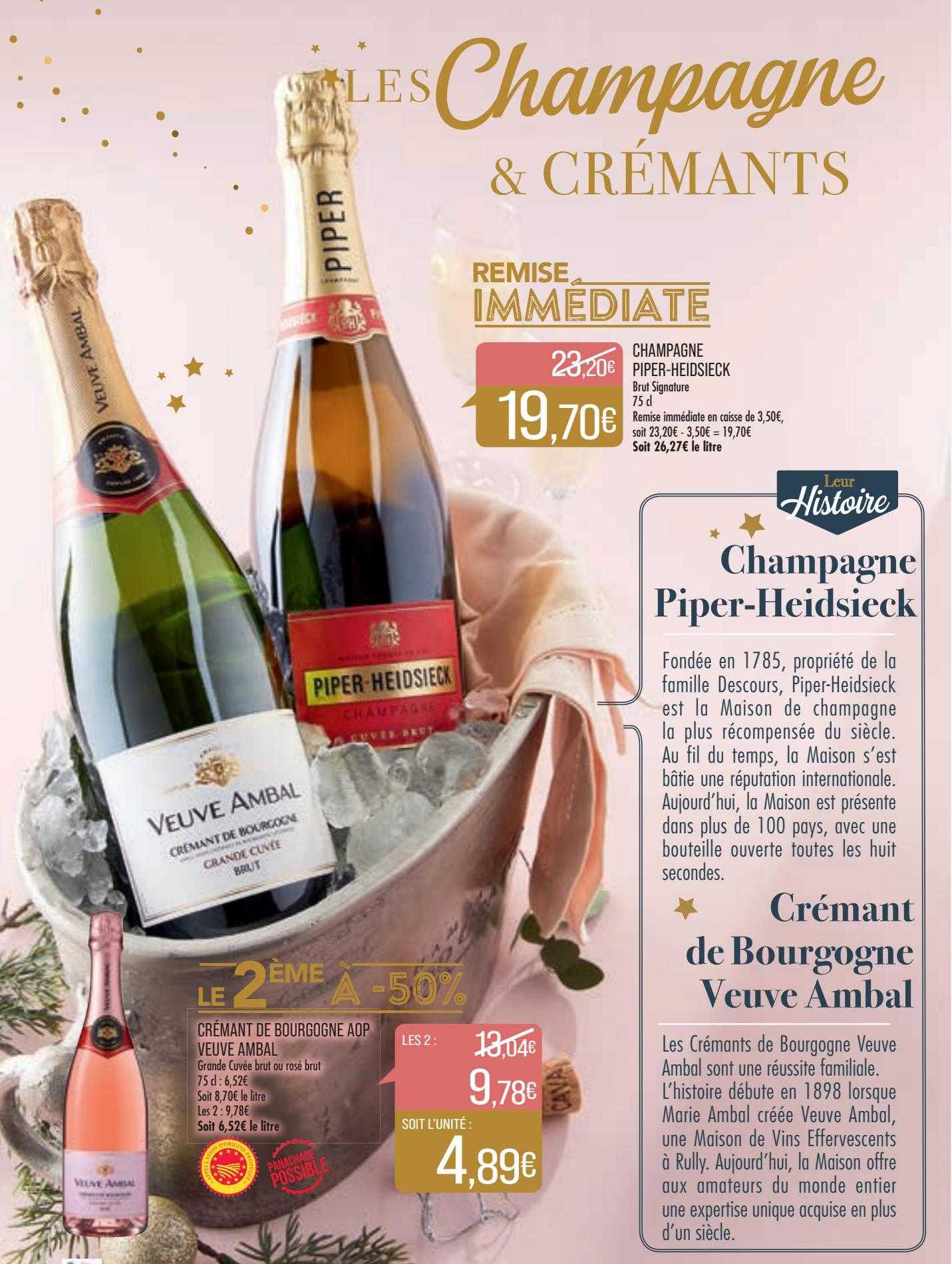 champagne piper-heidsieck, crémant de bourgogne veuve ambal