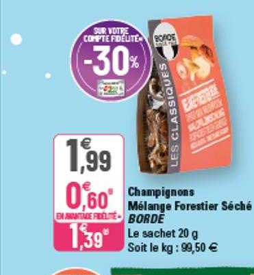 champignons mélange forestier séché borde