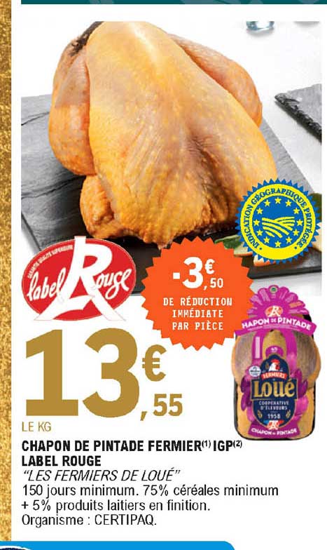 chapon de pintade fermier igp label rouge "les fermiers de loué"