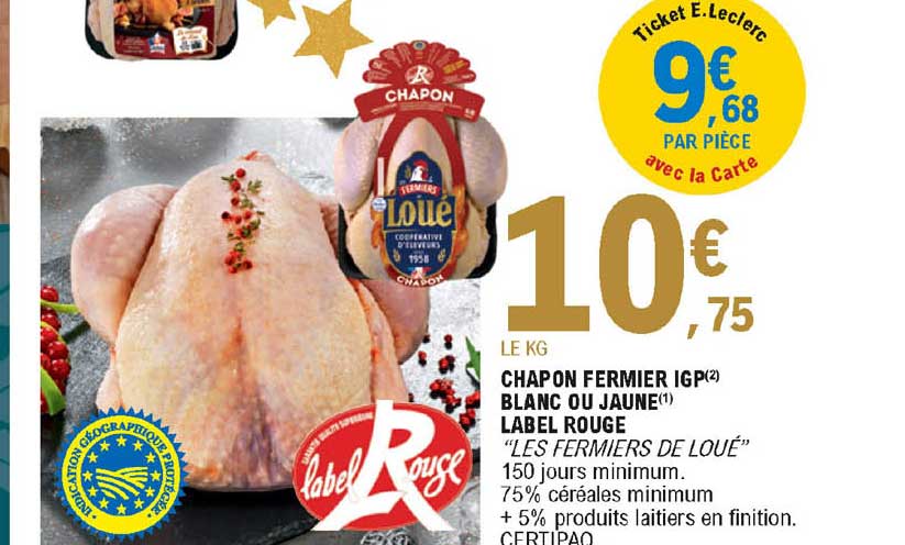 chapon fermier igp blanc ou jaune label rouge "les fermiers de loué"