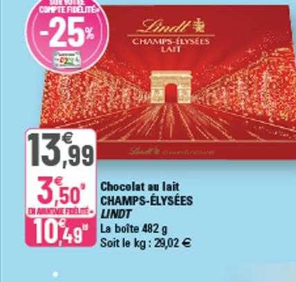 chocolat au lait champs-élysées lindt