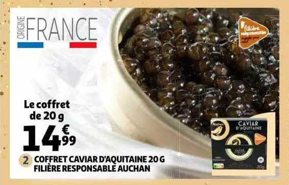 coffret caviar d'aquitaine 20 g filière responsable auchan