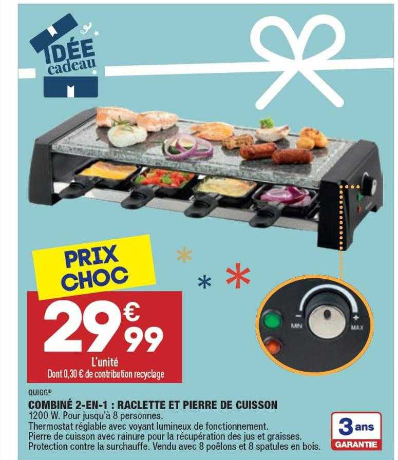 combiné 2-en-1 : raclette et pierre de cuisson