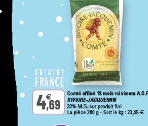 comté affiné 18 mois minimum a.o.p. rivoire-jacquemin