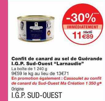 confit de canard au sel de guérande i.g.p. sud-ouest "larnaudie"