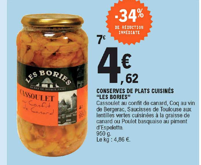 conserves de plats cuisinés "les bories"