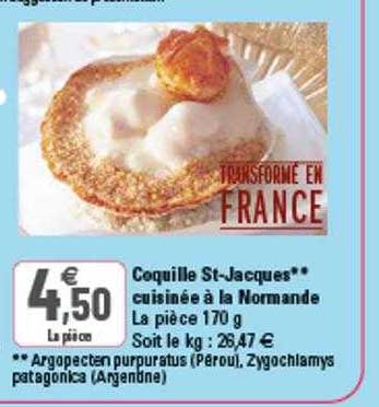 coquille st-jacques cuisinée à la normande