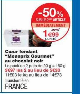 Cœur Fondant "monoprix Gourmet" Au Chocolat Noir