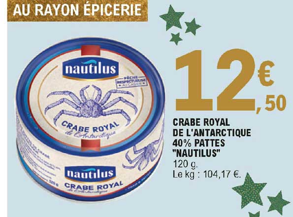 crabe royal de l'antarctique 40% pattes "nautilus"