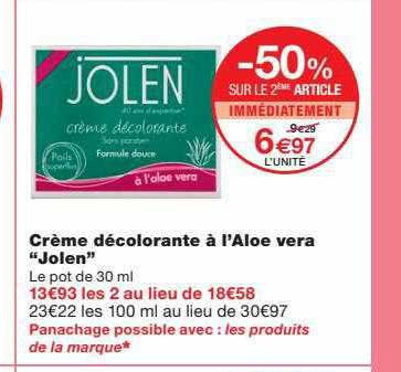 crème décolorante à l'aloé vera "jolen"