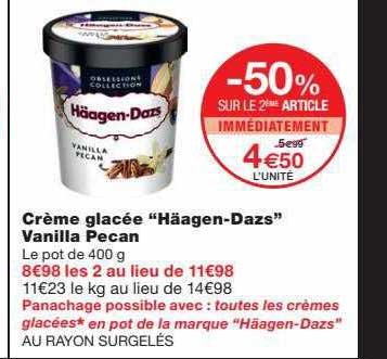 crème glacée "häagen-dazs" vanilla pecan