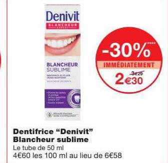 dentifrice "denivit" blancheur sublime
